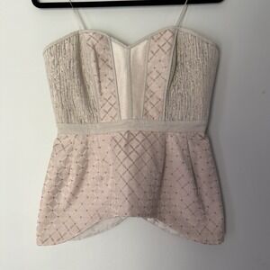 Cameo Hold Music Beige Strapless bustier Sz M